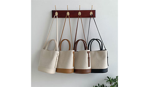 High quality leather and canvas shoulder tote bag