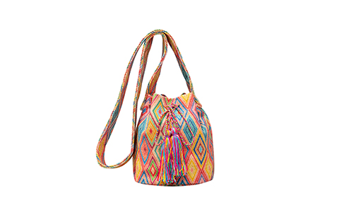 New Fashion Bohemian Canvas Tassel Print Women's Crossbody The Bucket Bag