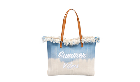 New canvas simple style embroidery tassel magnetic buckle square large capacity armpit beach tote bag
