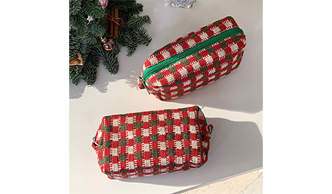 Storage Toiletry Bag Classic Style Large Capacity Plaid Christmas for Women