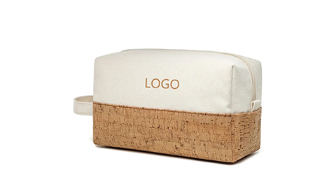 Eco Friendly Natural Cork Cosmetic Bag Travel Toiletry Bag With Logo Custom Canvas Zipper Pouch