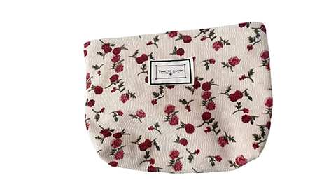 Corduroy cosmetic bag contrast color flower texture niche buggy bag