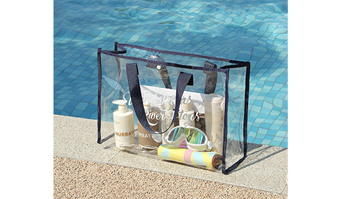 Customized logo prints clear transparent PVC tote bag waterproof shopping handbag with large capacity