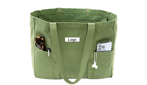 Custom logo large capacity cotton canvas beach tote bag cotton shopping handbag for women