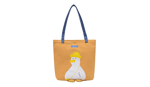 custom lovely cute duck canvas tote bag with inside pocket
