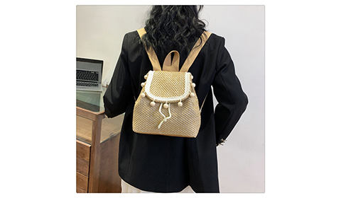 Stylish Ethnic Bohemian Vintage Women Summer Beach Straw Backpack Woven Handmade Outdoor Ladies Bags