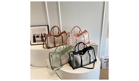 Large Capacity Vintage Ladies Transparent PVC Frosted Fitness Bag Travel Shoulder Crossbody Bag Waterproof Single Shoulder Bag