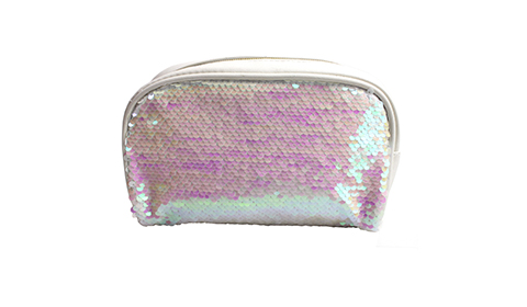 Leather Cosmetics Bag Women Glitter Make up Bag Print logo Portable Cosmetic Pouch with Sequin