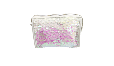 Water-repellent Leather Cosmetics Bag Women Glitter Make up Bag Print logo Portable Cosmetic Pouch with Sequin