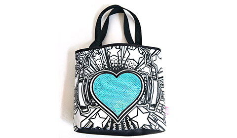 Heart-shaped Sequined DIY Graffiti Bag Tote Bag With Zipper Educational Toy