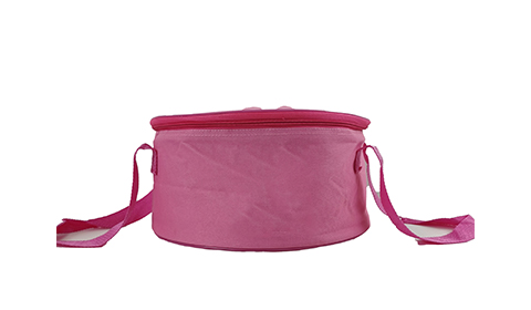 Pink round polyester round picnic bag insulation bag, portable lunch insulation bag that can be carried by hand